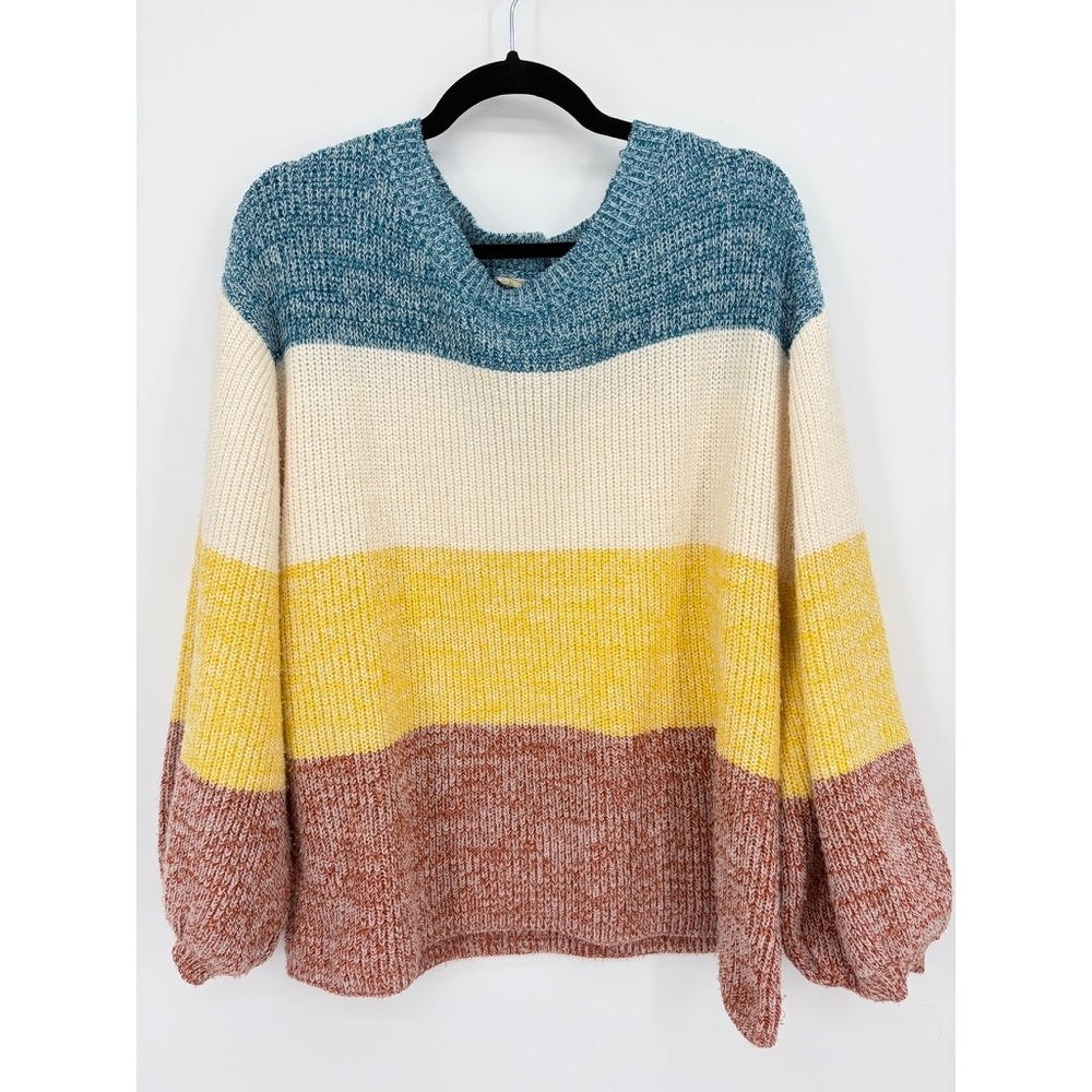 FSL Apparel Women's Small Oversized Colorblock Sweater Small Acrylic Boat Neck